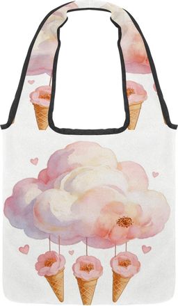 Generic Lavender Clouds Reversible Canvas Shoulder Tote - Double-Sided Print, 12oz Cotton, 27cm Drop, Fold-Flat Bag for Travel, Shopping, Street Outings