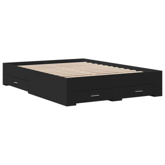 Berkfield Home Modern Bed Frame with Drawers without Mattress Black 135x190 cm Double