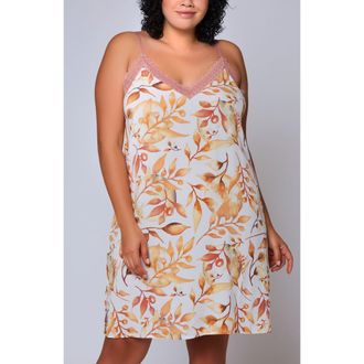 iCollection Lace Trim Viscose Chemise with Adjustable Straps in Rose at Nordstrom, Size 3X