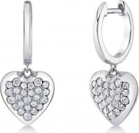 Allurez Diamond Heart Drop Earrings 14K White Gold (0.44ct)