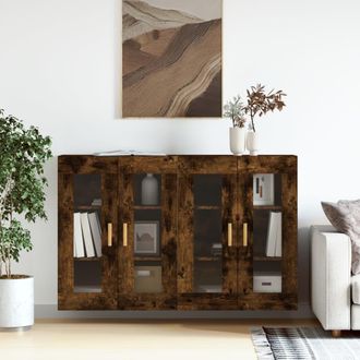 Berkfield Home Wall Mounted Cabinets 2 pcs Smoked Oak Engineered Wood in Brown