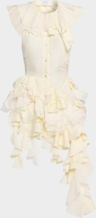 Alexander McQueen Backless Ruffle Silk Gown