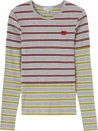 Ganni Top met Lange Mouwen - Dames - Longsleeves - Veelkleurig - M - Katoen - Tops