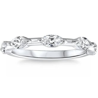 Pompeii3 80Ct Marquise Cut Diamond Wedding Ring Stackable Band 14k Gold Lab Grown