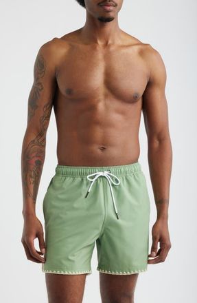 MAVRANS Hotel Stitch Swim Trunks in Light Green at Nordstrom, Size Xx-Large