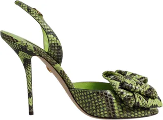 Dolce & Gabbana Green Python Leather Heels Sandals Womens Shoes