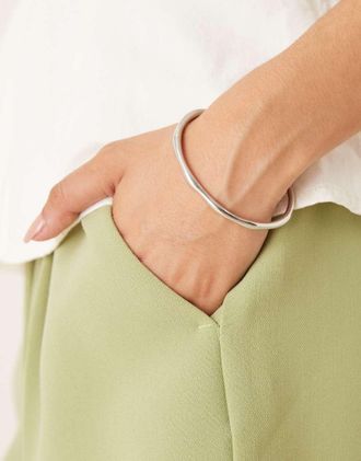 Abbott Lyon Bracciale rigido in acciaio inossidabile resistente allacqua placcato argento effetto metallo fuso