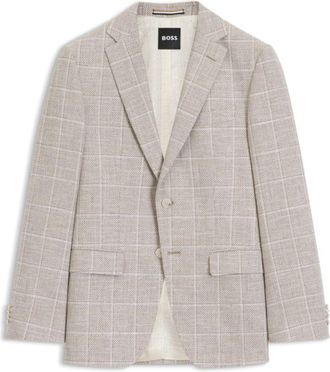 BOSS Checked slim-fit jacket in a cotton blend