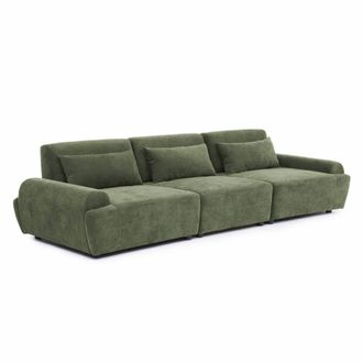 Oviala Sof&aacute; modular de 3 plazas con respaldo ajustable 303 cm color verde