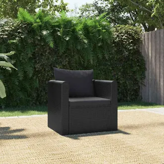 vidaXL Vidaxl - Poltrona Con Cuscini In Polyrattan Nero