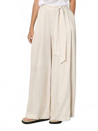 Apricot Wide-Leg Linen Blend Trouser In Stone