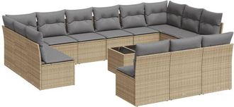 vidaXL Set Sof&aacute;s De Jard&iacute;n 14 Pzas Con Cojines Rat&aacute;n Sint&eacute;tico Beige Vidaxl