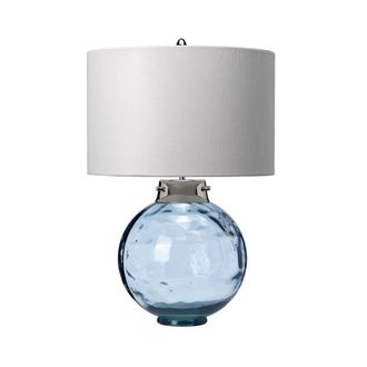 Loops Table Lamp Hepplewhite Shade Highly Polished Nickel Glassware Blue LED E27 60W in Metallics