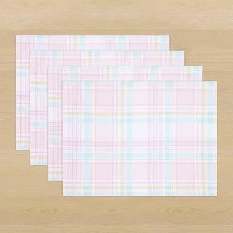 Solino Home Linen Placemats Set of 4, 14 x 19 Inch for Dining Table, Holiday and Everyday Table Decor - Palm Beach Plaid at Nordstrom, Size Medium
