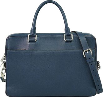 Louis Vuitton Porte-Documents Business Bag Taiga Leather Navy Leather Briefcase Bag (Pre-Owned)