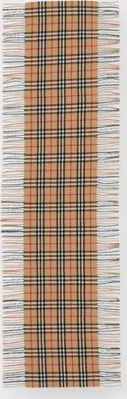 Burberry Vintage Check Fringe Cashmere Scarf