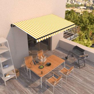 vidaXL Toldo Retr&aacute;ctil Manual Amarillo Y Blanco 450x350 Cm Vidaxl