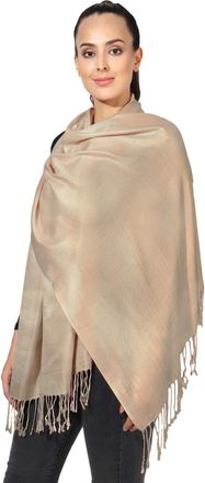 World of Shawls Pashmina Style All Seasons Handcrafted Wrap Shawl Stole Scarf (Beige)