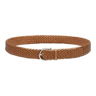 Ferragamo Braided Leather Gancini Fixed Belt, Size 105