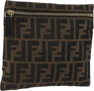 Fendi Pre-owned Clutches, female, Brown, Size: ONE SIZE Pre-owned Zucca Canvas Pouch