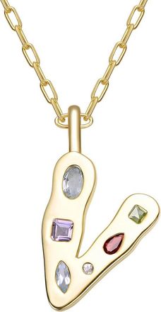 Genevive 14K Plated Cz Alphabetical Necklace