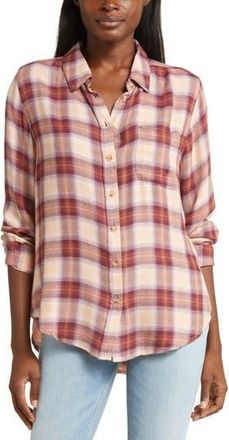Lucky Brand Cloud Plaid Boyfriend Shirt in Dusty Cedar Plaid at Nordstrom Rack, Size X-Large