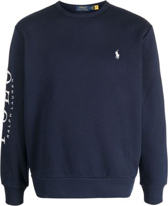 Polo Ralph Lauren logo-embroidered jumper - men - Polyester/Cotton - L - Blue