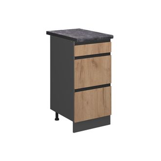 Vicco Mueble Bajo De Cocina R-line, Roble Dorado, 40 Cm Con Cajones, Et Antracita