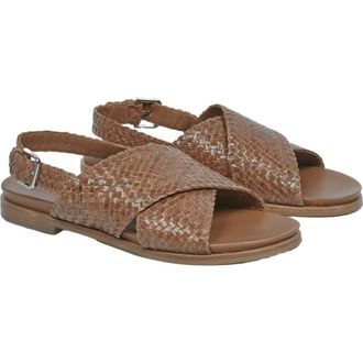 Celtic & Co. Leather Woven Crossover Sandal in Brown at Nordstrom, Size 11