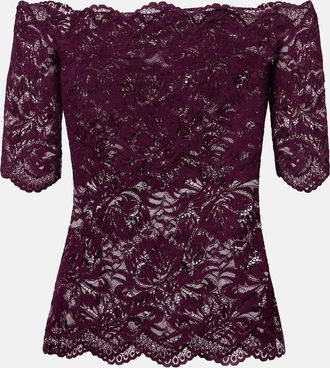 Paco Rabanne Off-shoulder lace top