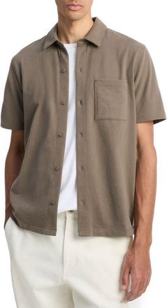Vince Sueded Jersey Short Sleeve Button-Up Shirt in Dome at Nordstrom, Size Xx-Large