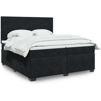 vidaXL Cama Box Spring Con Colch&oacute;n Terciopelo Negro 200x200 Cm