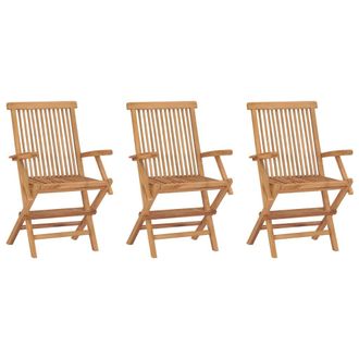 vidaXL Sillas De Jard&iacute;n Plegables 3 Unidades Madera Maciza De Teca Vidaxl