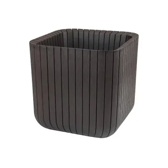 Keter Vaso Keter Cube 39,5x39,5 H, Dise&ntilde;o Moderno Y Efecto Madera