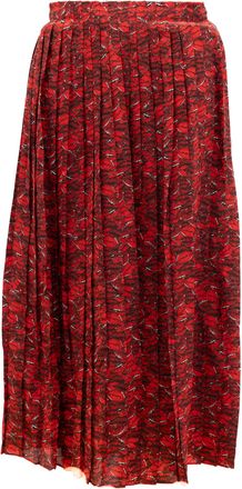 Valentino Garavani Women Midi Red Skirt with black and white Womens details