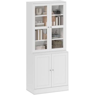 HOMCOM Homcom - Vitrina Para Sal&oacute;n Estanter&iacute;a Librer&iacute;a Con 4 Puertas Y Estantes Ajustables Estilo Moderno Multiusos Para Cocina Oficina 76x40x178,5 Cm