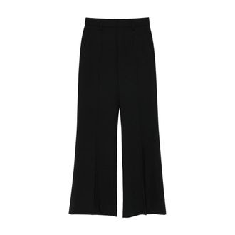 Dondup Broeken, Dames, Zwart, L, Wol, Janice Wide-leg Broek