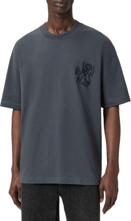 AllSaints Orlando Logo Oversize Graphic T-Shirt in Moonstone Blue at Nordstrom, Size Xx-Large