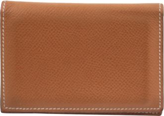 Herm&egrave;s Pre-owned Mens Herm&egrave;s Compact Card Holder in Brown Calfskin Leather - Mocha - One Size