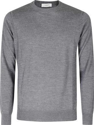 Paolo Pecora Grey Extrafine Merino Wool Crew Neck Sweater