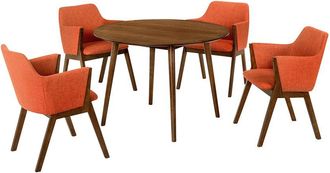 Armen Living Arcadia And Renzo 42In Round Wood 5Pc Dining Set