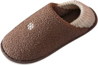 Generic 2026 Mens Slippers Couple Mens Winter Snowflake Socks Christmas Pattern Indoor Home Furnished Warm Non Slip (Coffee, 6.5)