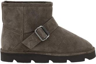 Brunello Cucinelli Harige Enkellaarzen met Gespdetail - Dames - Enkellaarsjes - Bruin - 39 EU - Leer - Schoenen