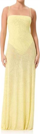 AFRM Shea Rhinestone Sheer Maxi Dress With Bodysuit In Buttercup