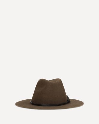 Brunello Cucinelli Felt Fedora Hat with leather band and monile Female L