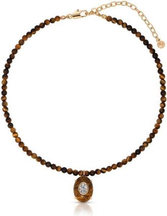 Ettika Beaded Pendant Necklace in Tigers Eye at Nordstrom