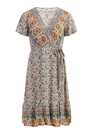 Usha Zomerjurk Dames Wol Wit Veelkleurig