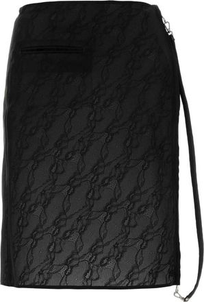 Courr&egrave;ges Zipped Lace Skirt - Dames - Kokerrokken - Zwart - XS - Polyester - Rokken