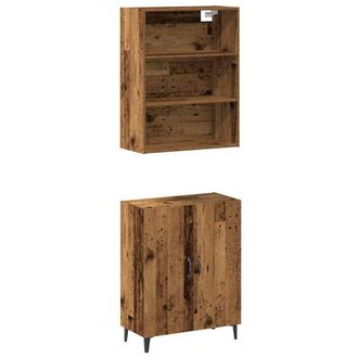 Berkfield Home Sideboard with Wall Cabinet Old Wood Engineered Wood in Brown