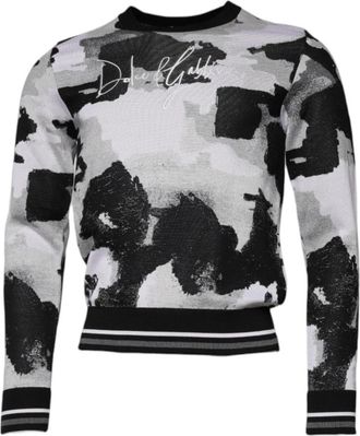 Dolce & Gabbana Camouflage Zijden Pullover Trui - Heren - Ronde hals truien - Veelkleurig - S - Truien & Vesten
